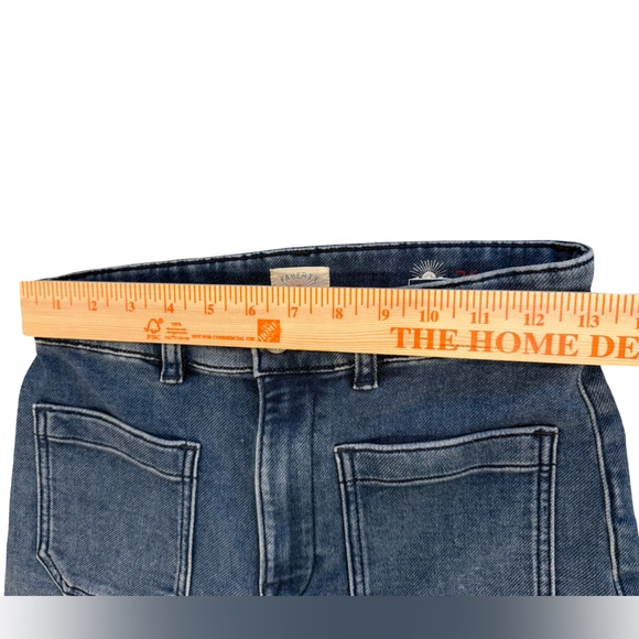 Faherty Wide Leg Crop Denim Jeans Stretch Terry Blue Size 26 - Picture 5 of 7